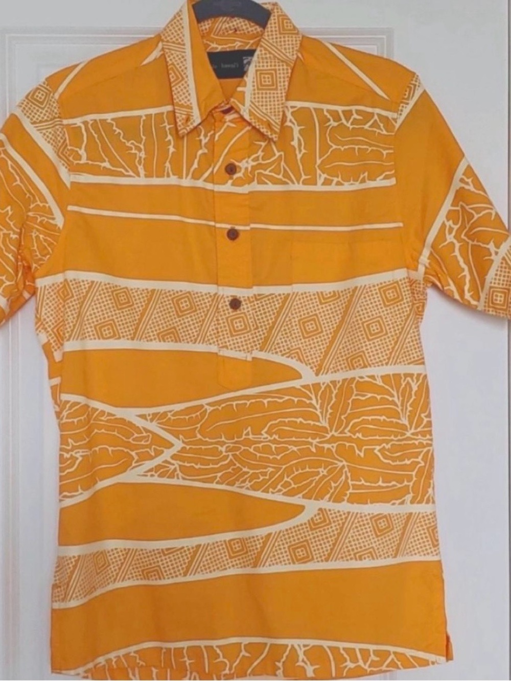 Sig Zane yellow and White Hawaiian-Style Button-Front Shirt